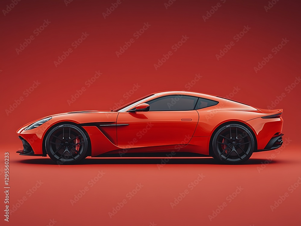 Obraz premium Red sports car profile, studio shot