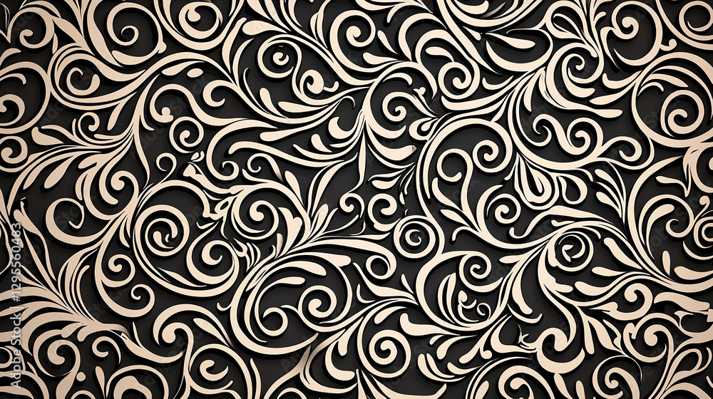 Ornate Black and Cream Floral Pattern Design Ornate Black and Cream Floral Pattern Design