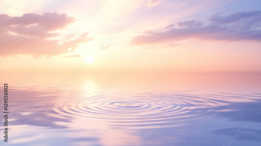 Obraz premium Serene Sunset Ripples Peaceful Water Sky Reflection