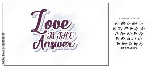 love is the answer hand lettering inscription positive quote, motivational and inspirational typography poster, black ink calligraphy raster version illustration