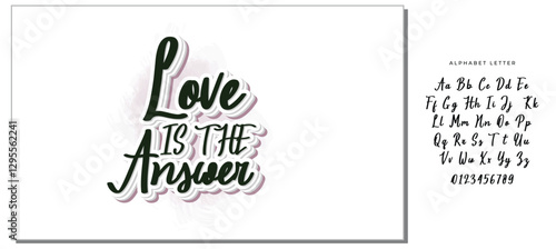 love is the answer hand lettering inscription positive quote, motivational and inspirational typography poster, black ink calligraphy raster version illustration