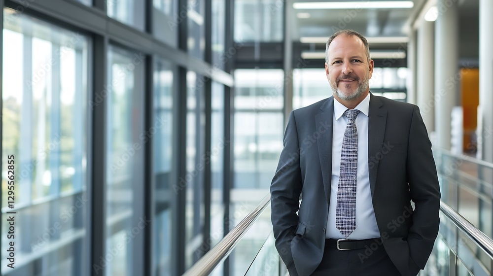 Confident Businessman in Professional Attire Posing in Modern Office : Generative AI Confident Businessman in Professional Attire Posing in Modern Office : Generative AI