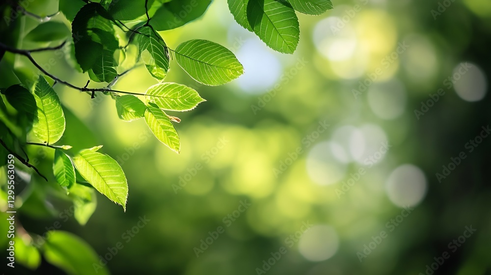 Vibrant Close Up of Fresh Green Leaves Against a Soft Blurry Background for Nature Lovers : Generative AI Vibrant Close Up of Fresh Green Leaves Against a Soft Blurry Background for Nature Lovers : Generative AI