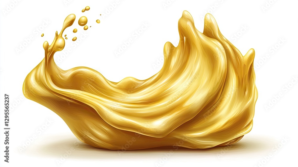 Fototapeta premium Golden juice splash, studio shot, isolated on white