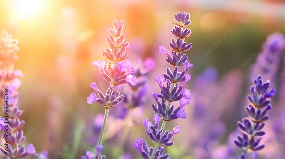 Fototapeta premium Beautiful lavender flowers blooming in the sunlight creating a serene and peaceful atmosphere : Generative AI