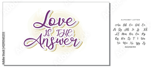 love is the answer hand lettering inscription positive quote, motivational and inspirational typography poster, black ink calligraphy raster version illustration