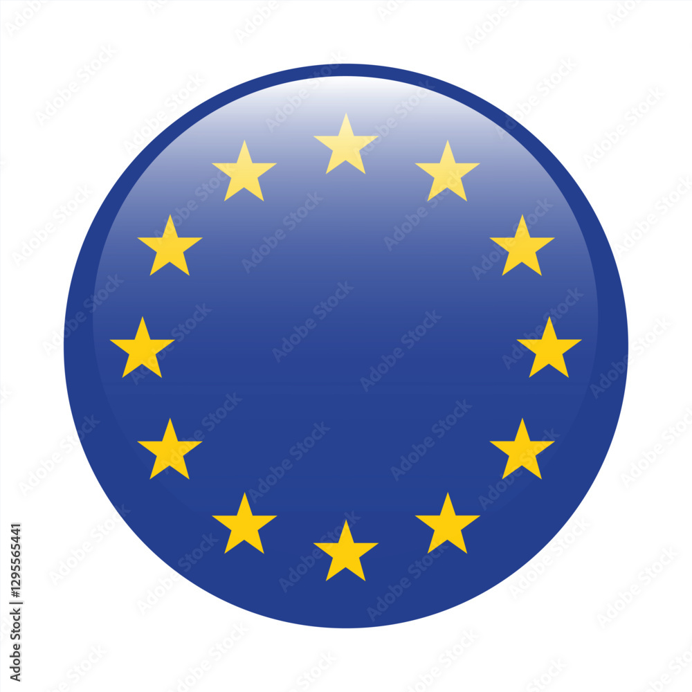 Flag of the European Union. EU flag. Flag icon. Standard color. Circle icon flag. Computer illustration. Digital illustration. Vector illustration.