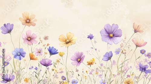 Wallpaper Mural Vibrant floral display in a serene garden nature illustration soft pastel colors tranquil atmosphere close-up view for botanical enthusiasts Torontodigital.ca