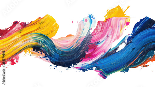 Colorful paint strokes flowing with transparent background