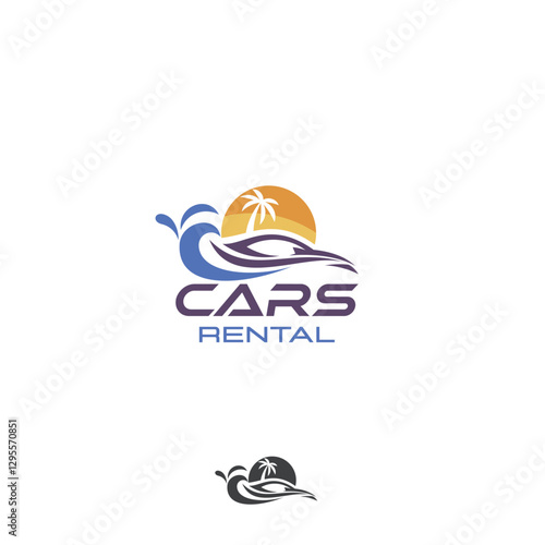 Cars rental car dealership auto service car wash palms taxi travel vector logo