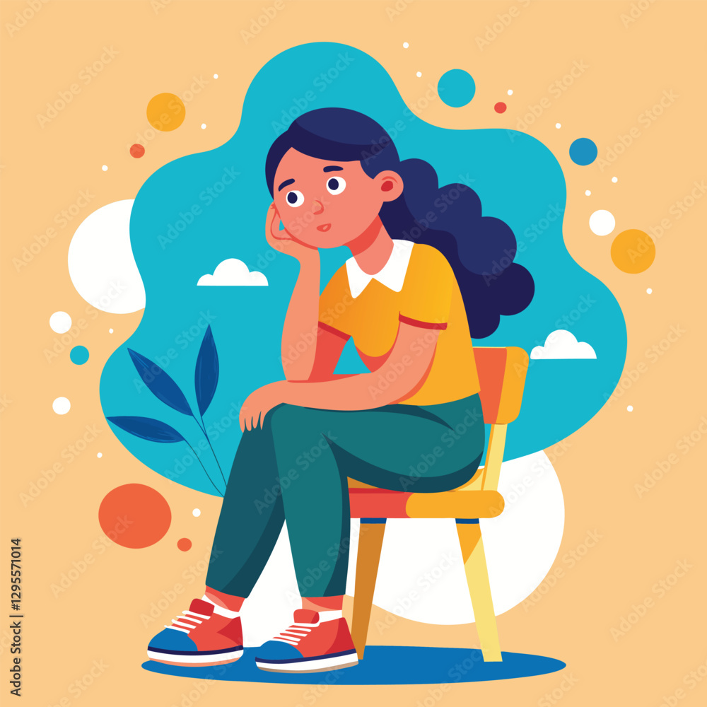 a girl is thinking vector a girl is thinking vector