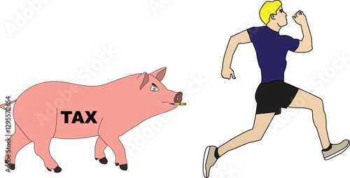 the Illustration of  man running from paying tax