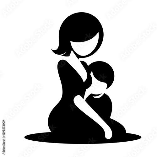 Vector illustration of a mother hugging her child