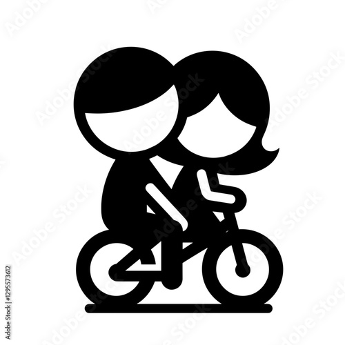 Vector illustration of a couple riding a bicycle