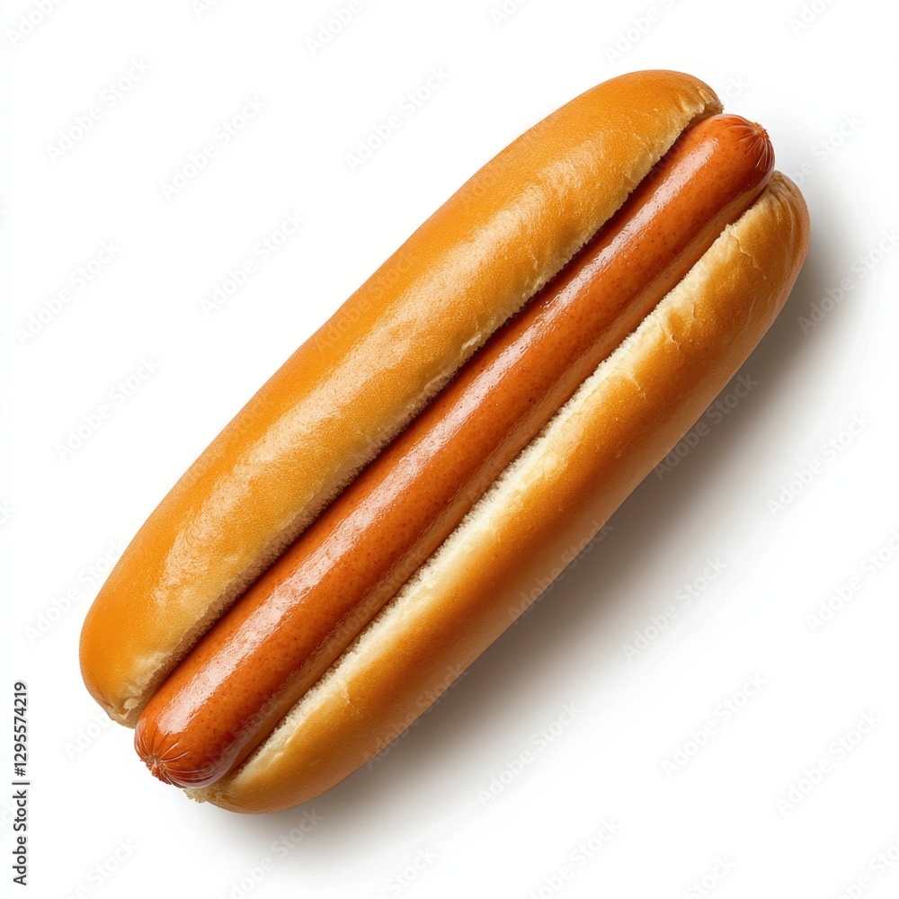 Appetizing hot dog on white background showcasing delicious sausage and soft bun for culinary delight Appetizing hot dog on white background showcasing delicious sausage and soft bun for culinary delight