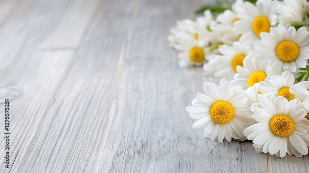 Obraz premium A charming bouquet of daisies beautifully arranged on a rustic wooden table : Generative AI