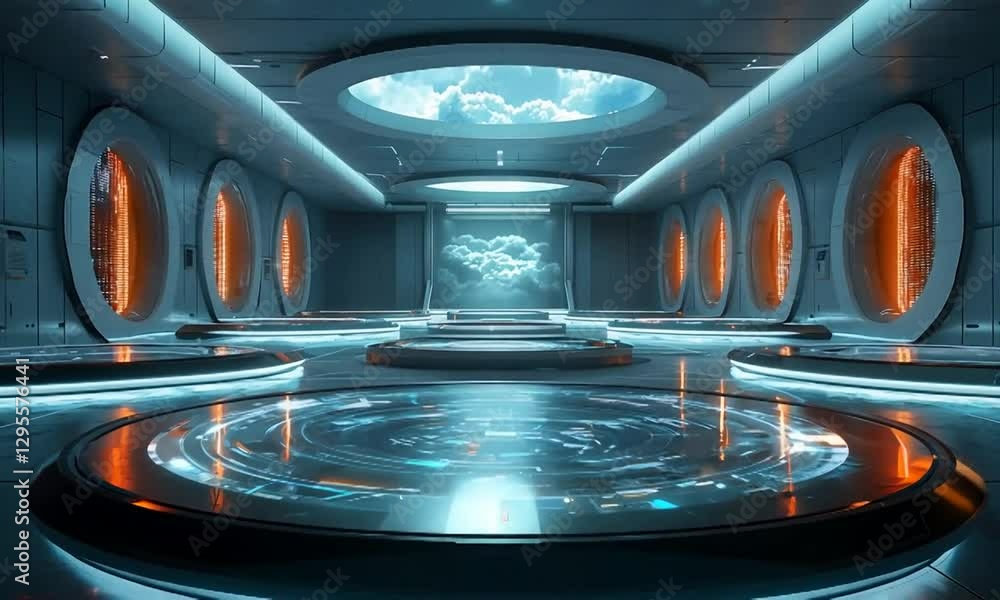 Futuristic Meteorological Laboratory with Holographic Climate Data Displays Futuristic Meteorological Laboratory with Holographic Climate Data Displays