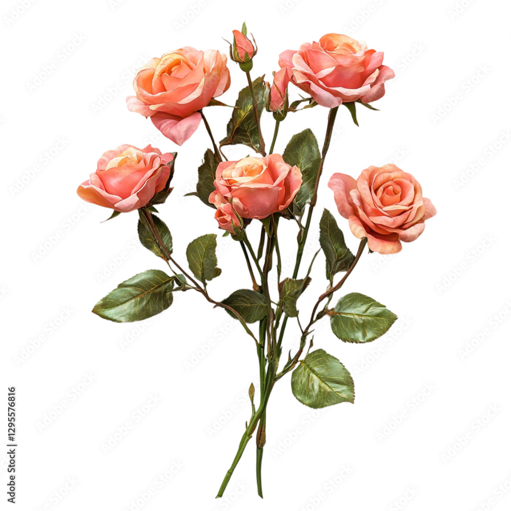 Peach Roses Bouquet Artistic Background,
