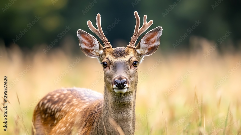 Majestic Young Deer Standing Proudly in Tall Grass Showcasing Its Natural Habitat in a Wildlife Scene : Generative AI Majestic Young Deer Standing Proudly in Tall Grass Showcasing Its Natural Habitat in a Wildlife Scene : Generative AI