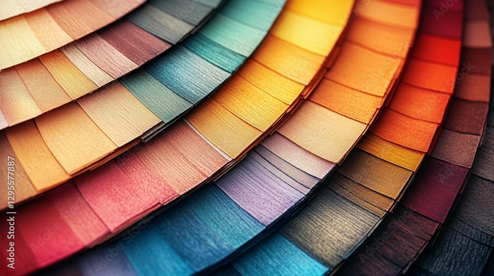 Obraz premium Colorful wood sample swatches arranged in a circular pattern, showcasing various shades and textures.