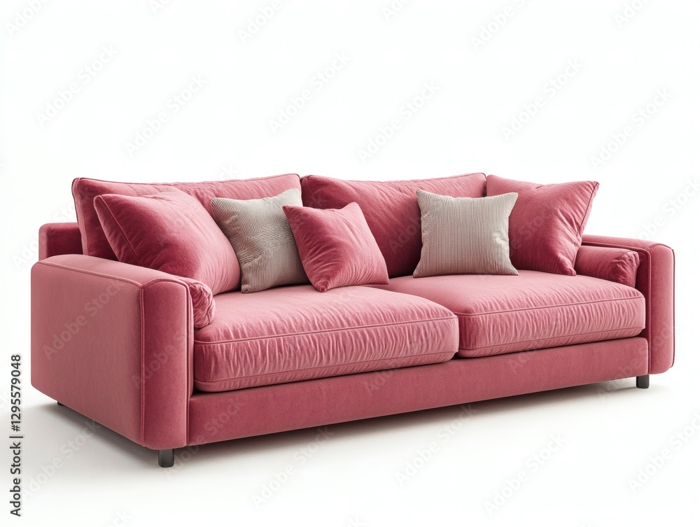 Fototapeta premium A stylish 3D render of a pink sofa and decor in a modern living room 
