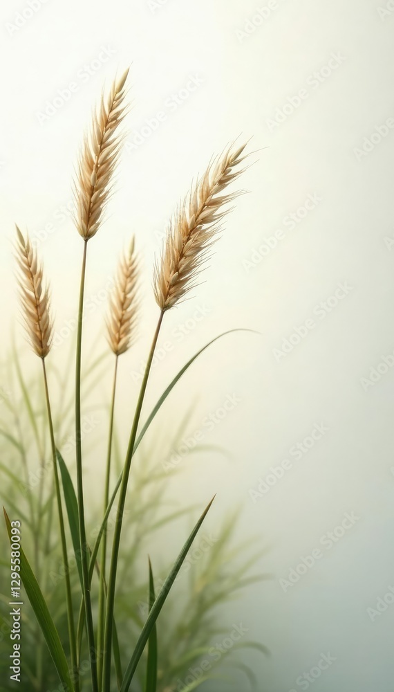 Gentle rustling ornamental grass tufts on white, gentle, soothing, natural Gentle rustling ornamental grass tufts on white, gentle, soothing, natural