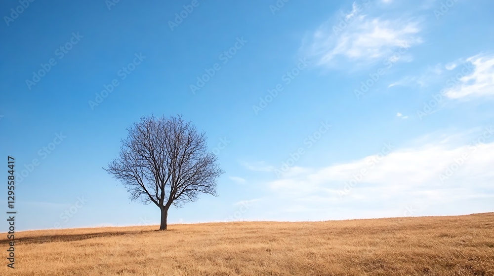Lonely tree on a rolling hillside under a bright blue sky showcasing the beauty of nature : Generative AI Lonely tree on a rolling hillside under a bright blue sky showcasing the beauty of nature : Generative AI