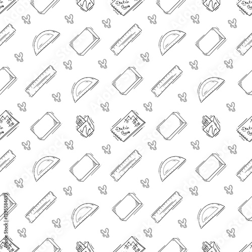 artist tool pattern. art supplies seamless pattern. doodle artist kit background