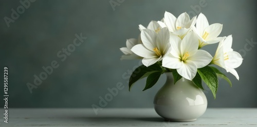 White Cerbera Odollam Gaertn blooms in a vase, fresh, decorative photo