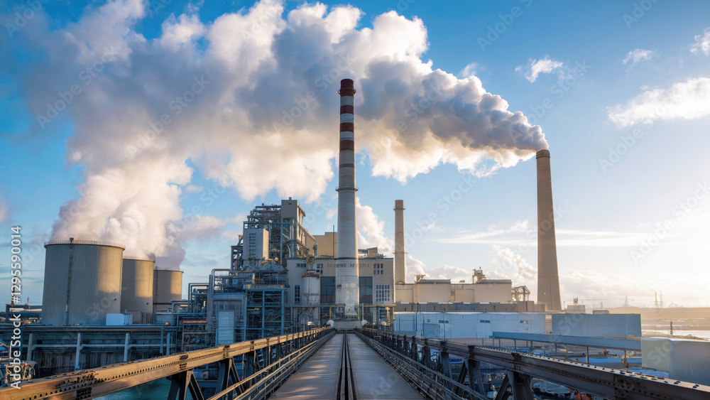 Industrial Power Plant Emitting Smoke Industrial Power Plant Emitting Smoke