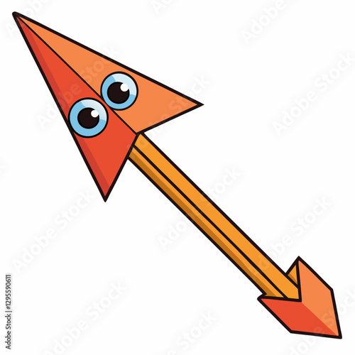 Arrow cartoon character with eyes on white background