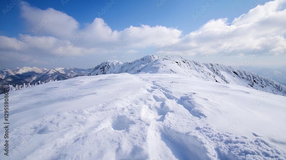 Stunning Landscape of a Snowy Mountain Peak Under Clear Blue Sky : Generative AI Stunning Landscape of a Snowy Mountain Peak Under Clear Blue Sky : Generative AI