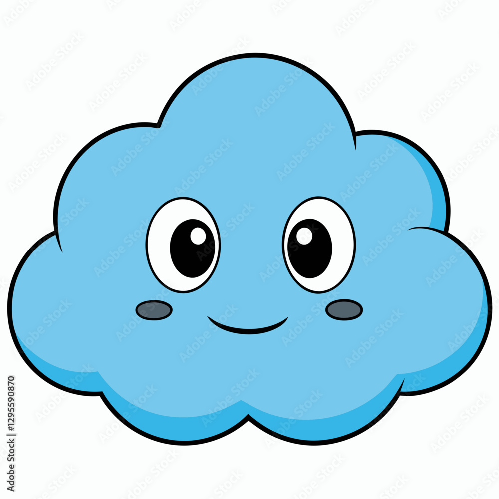 Cute smiling cloud icon with large eyes Cute smiling cloud icon with large eyes