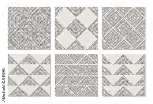 Set of trendy minimalist seamless pattern with abstract creative artistic hand drawn composition