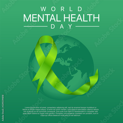 World mental health day observed on october 10. Health Care concept Greeting card, poster, Ribbon, banner