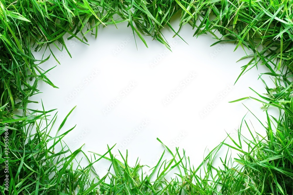 Green grass border frame framing element on white background Green grass border frame framing element on white background