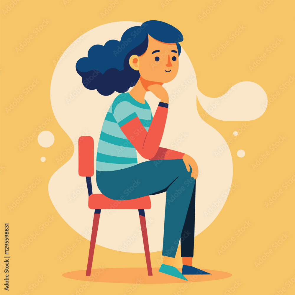 a girl is thinking vector	