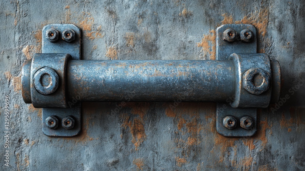 Robust industrial pipe hook mounted on raw concrete wall with utilitarian design Robust industrial pipe hook mounted on raw concrete wall with utilitarian design