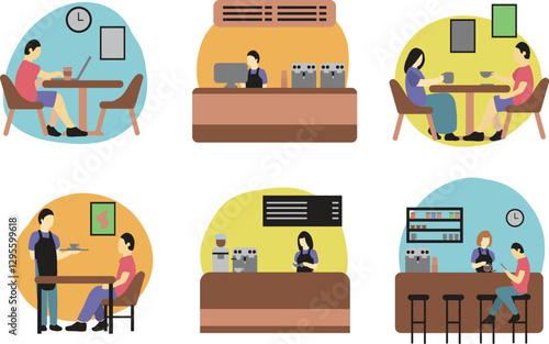 Coffee Shop Scene Illustration