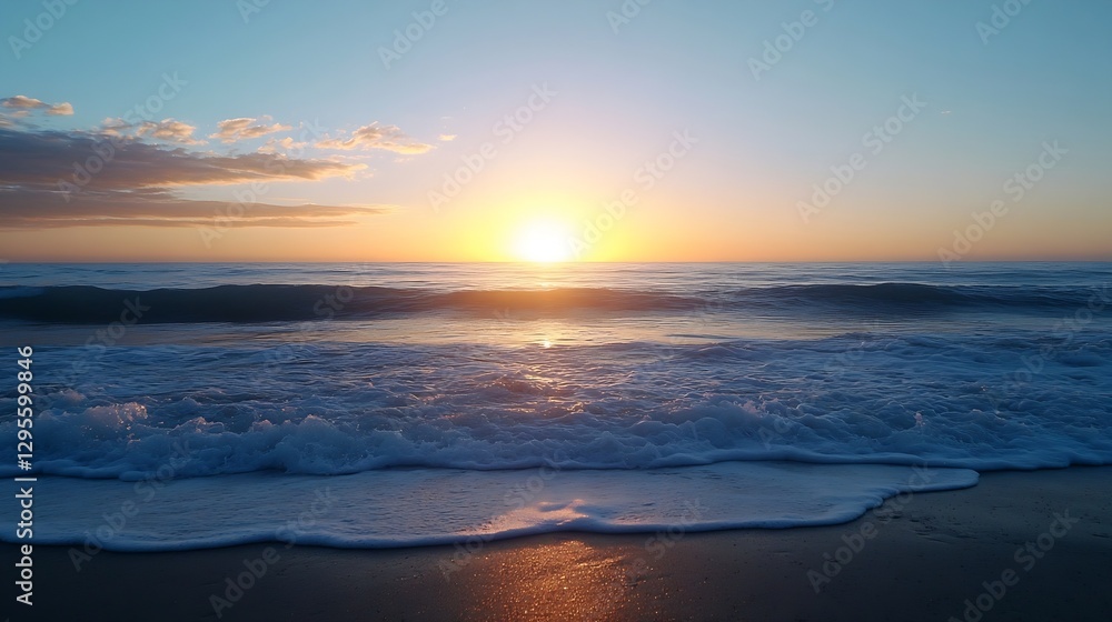 Calm Sunrise Over Calm Ocean Waves with Soft Light and Vibrant Colors : Generative AI Calm Sunrise Over Calm Ocean Waves with Soft Light and Vibrant Colors : Generative AI