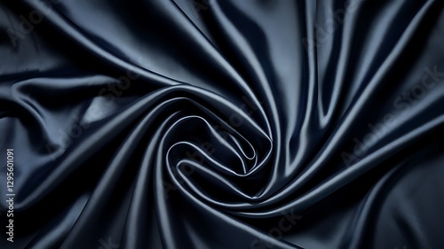 Midnight Silk Swirl: A luxurious cascade of dark, shimmering silk fabric, expertly draped in swirling patterns that capture the play of light and shadow.