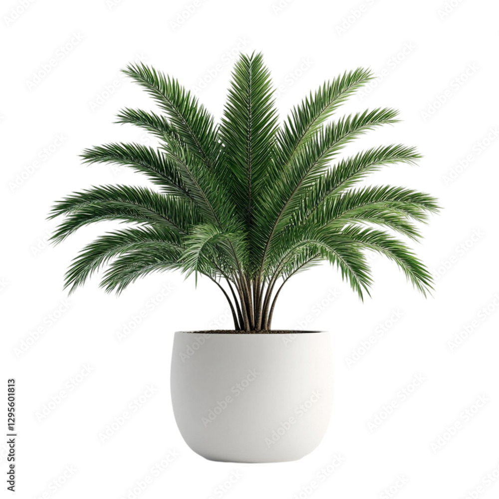 Obraz premium Lush Green Palm Plant in White Pot Minimalist Design