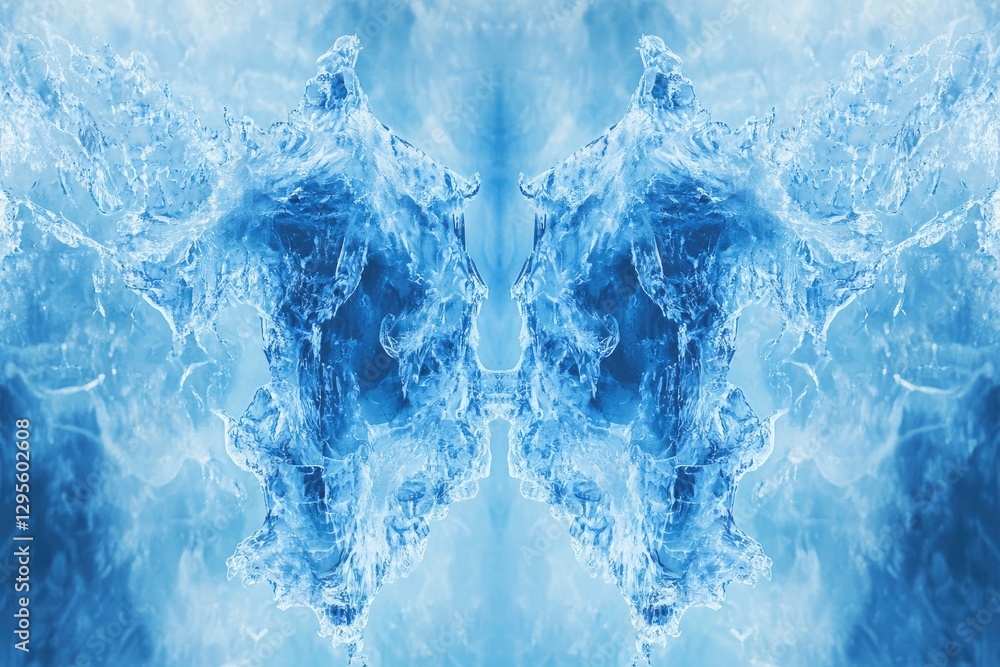 Abstract mirrored icy flames, ethereal, winter scene Abstract mirrored icy flames, ethereal, winter scene