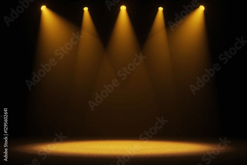 stage with spotlights and confetti on a black background