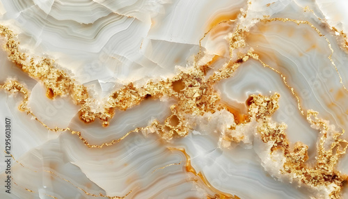 Elegant White and Gold Marble Abstract Background Illustration