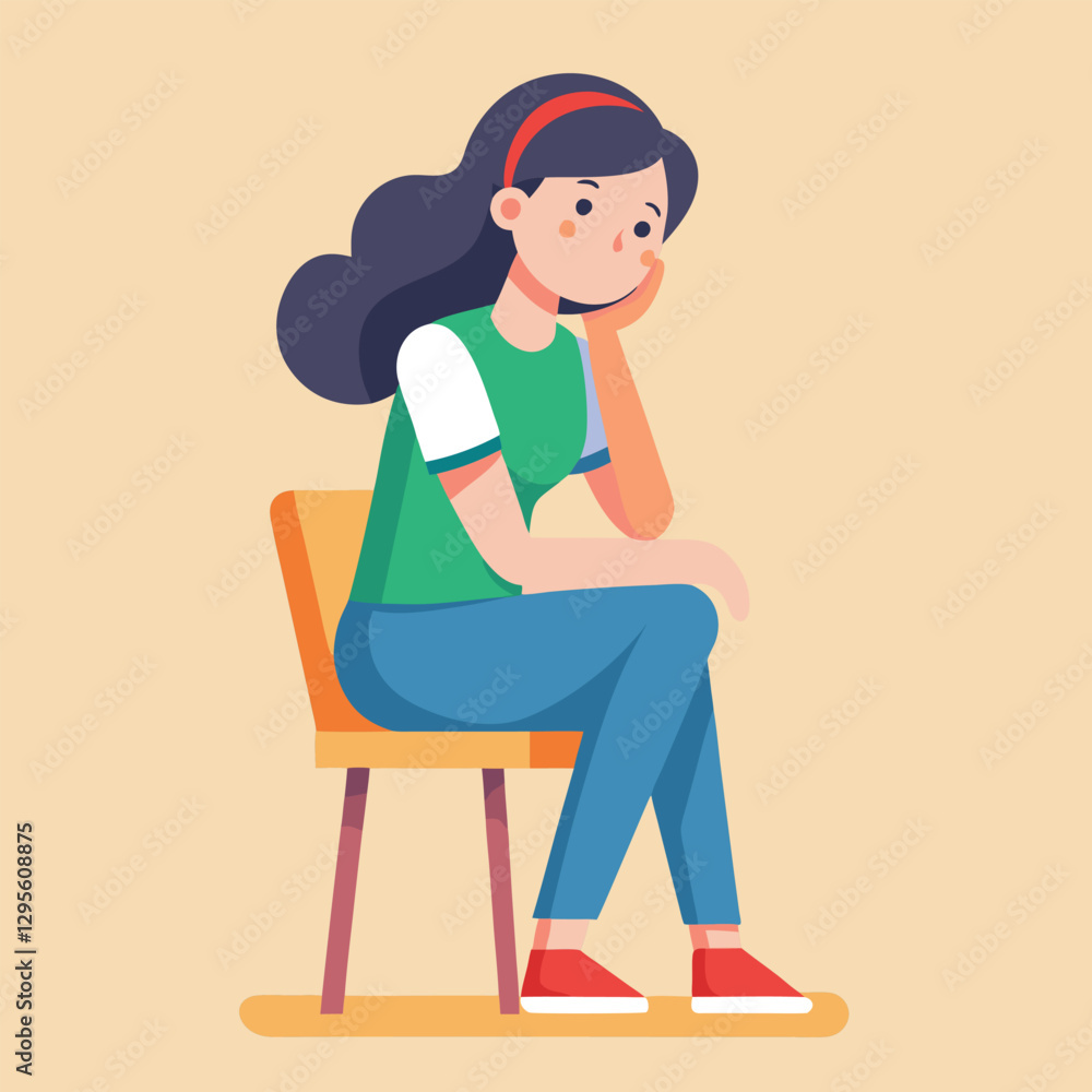 a girl is thinking vector a girl is thinking vector