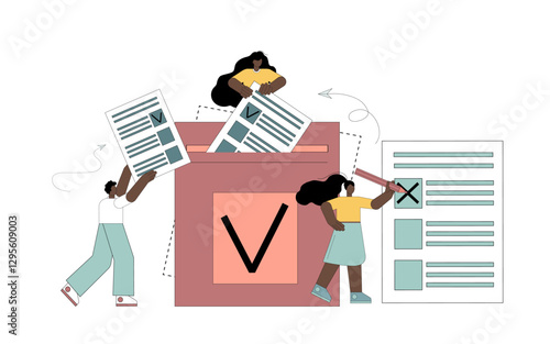 Democracy elections. Vote. People vote during elections. Freedom of expression of will. Constitutional law.eps
