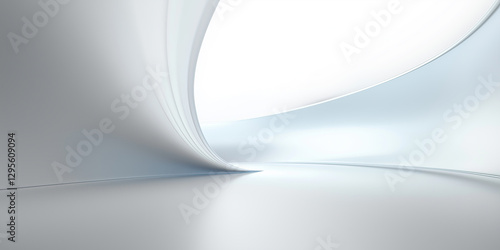 Futuristic abstract background. White ceiling and floor. Soft smooth of light, abstract shape, curve line, fade color gradient. Nobody empty space in modern room suit for future technology background