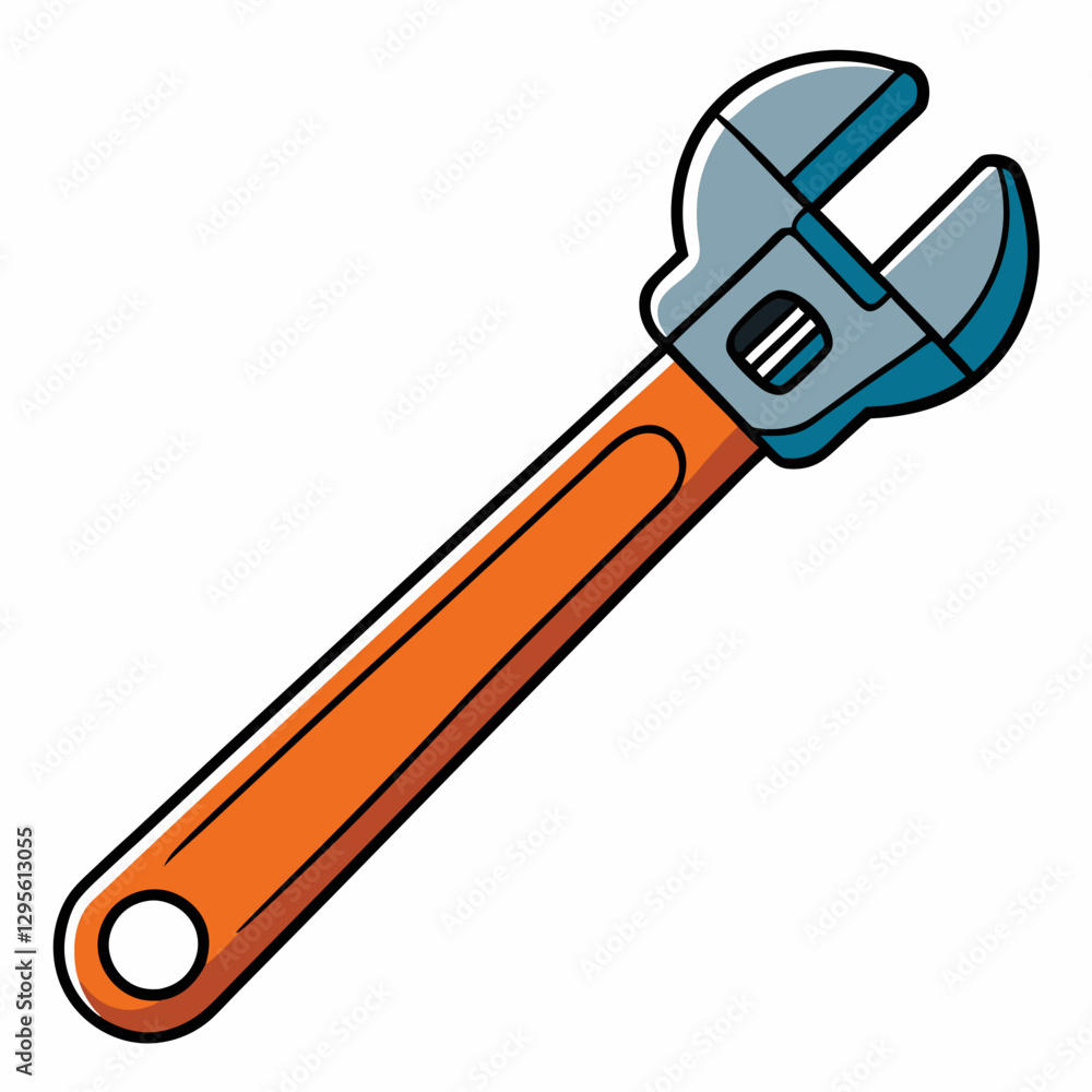Adjustable Wrench icon in bright colors Adjustable Wrench icon in bright colors
