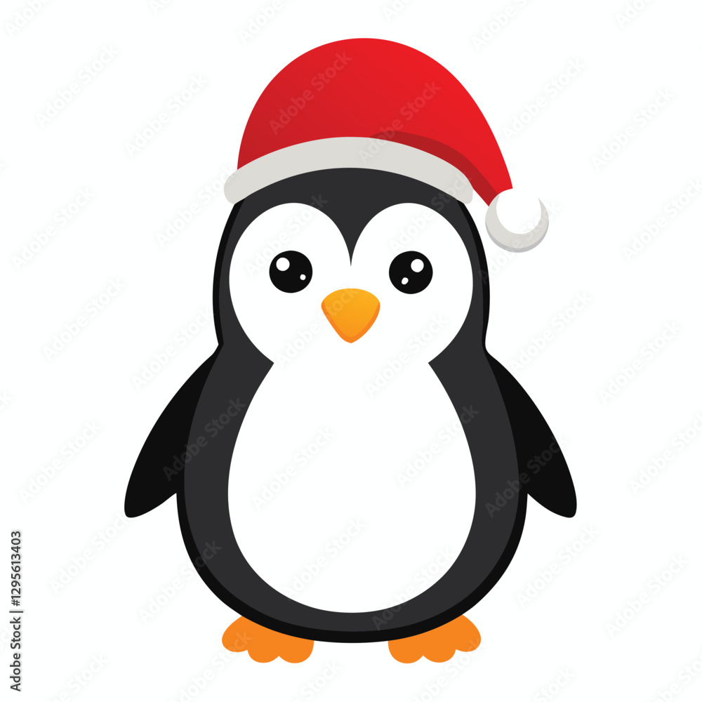 Naklejka premium Pinguin at Christmas white background vector illustration kawaii